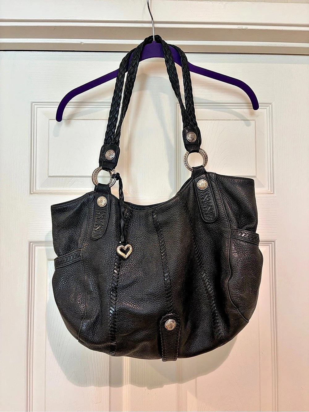 Brighton Black Leather Hobo Shoulder Bag